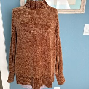 Forever 21 Chenille Mock Neck Sweater - Chestnut Brown